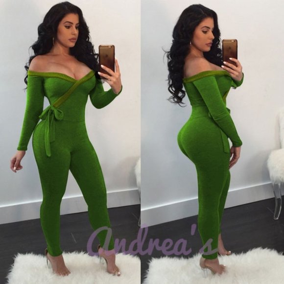 Sexy Off Shoulder Long Sleeves Jumpsuit Romper - Picture 1 of 2